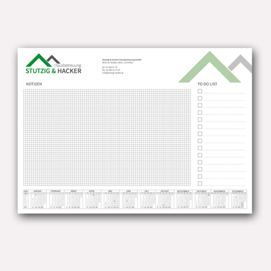 Schreibtischunterlagen - Hausbetreuung Stutzig & Hacker